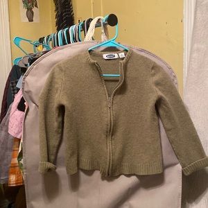 Green wool zip up sweater
